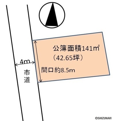 焼津市下小田 建築条件なし 住宅用地向け 整形地の画像