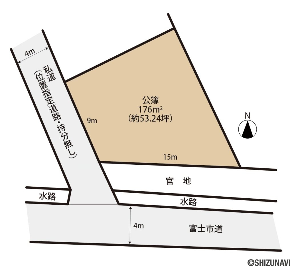 富士市松岡　売り土地　形状図