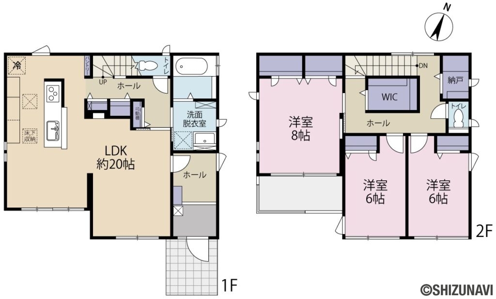 富士市松岡　ハイム　間取りの中古住宅3SLDK（洋8・洋6・洋6・LDK20+S）