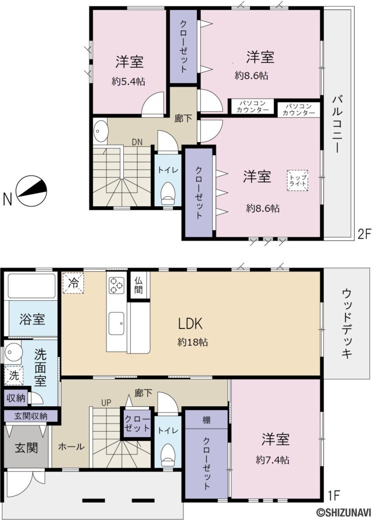 富士宮市大中里　中古住宅　敷地広々約118坪！の4LDKの間取り図