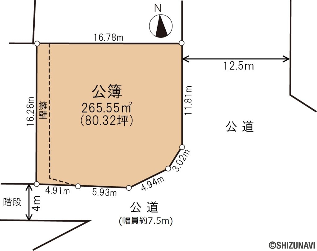 三島市富士見台　売土地　形状図