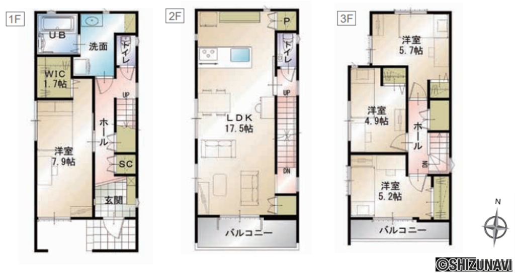 上浅田1丁目　間取り図の新築一戸建て4LDK（LDK（2階）、洋室　4部屋）