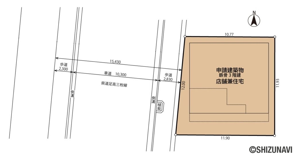 沼津市東熊堂　3階建　事務所（テナント）兼住居の画像