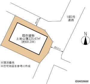 富士市中野　古家付土地　形状図