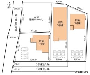 磐田市福田中島　新築一戸建て　計4区画中、3棟が新築建売住宅です　2024年10月完成予定の物件画像