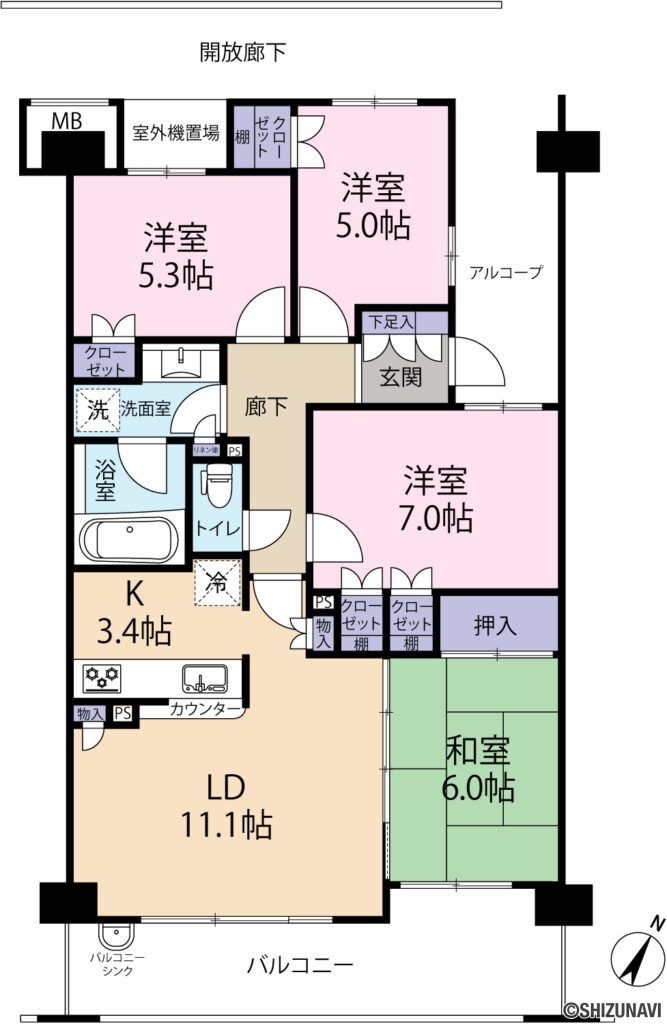 三島市広小路町　シャリエ三島広小路レジデンス　間取り図面