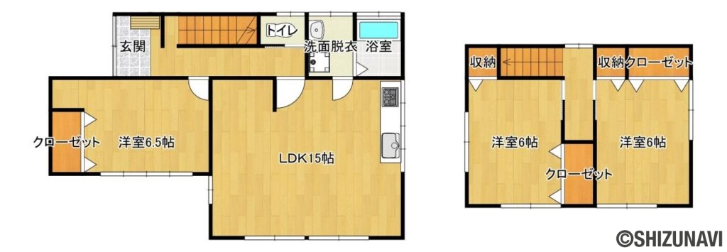 葵区岳美　間取図の中古住宅3LDK