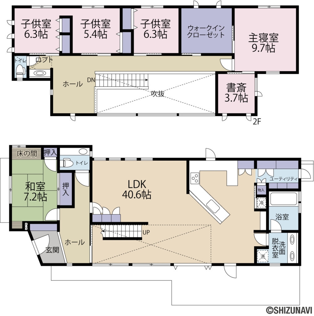 磐田市二之宮　デザイナーズハウス　中古住宅の4SLDK＋WIC + SICの間取り図