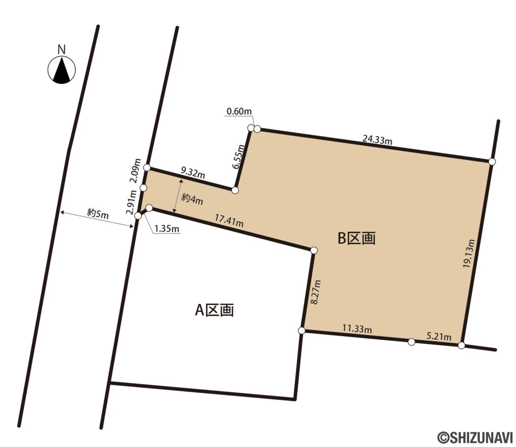 【仲介手数料不要】浜松市中央区豊町　137.9坪　B区画　建築条件なし！の画像