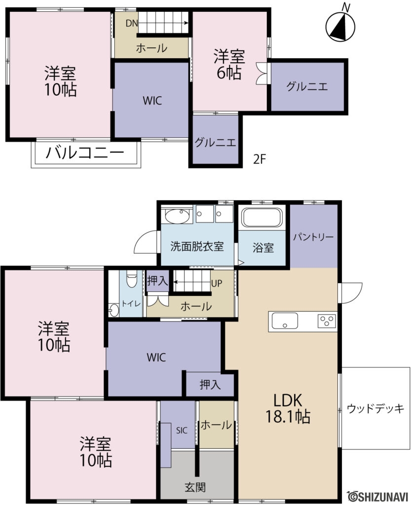 協和町 間取り図の中古住宅4LDK＋S（リビングダイニングキッチン18.1帖、洋室10.0帖、10.0帖、10.0帖、6.0帖）