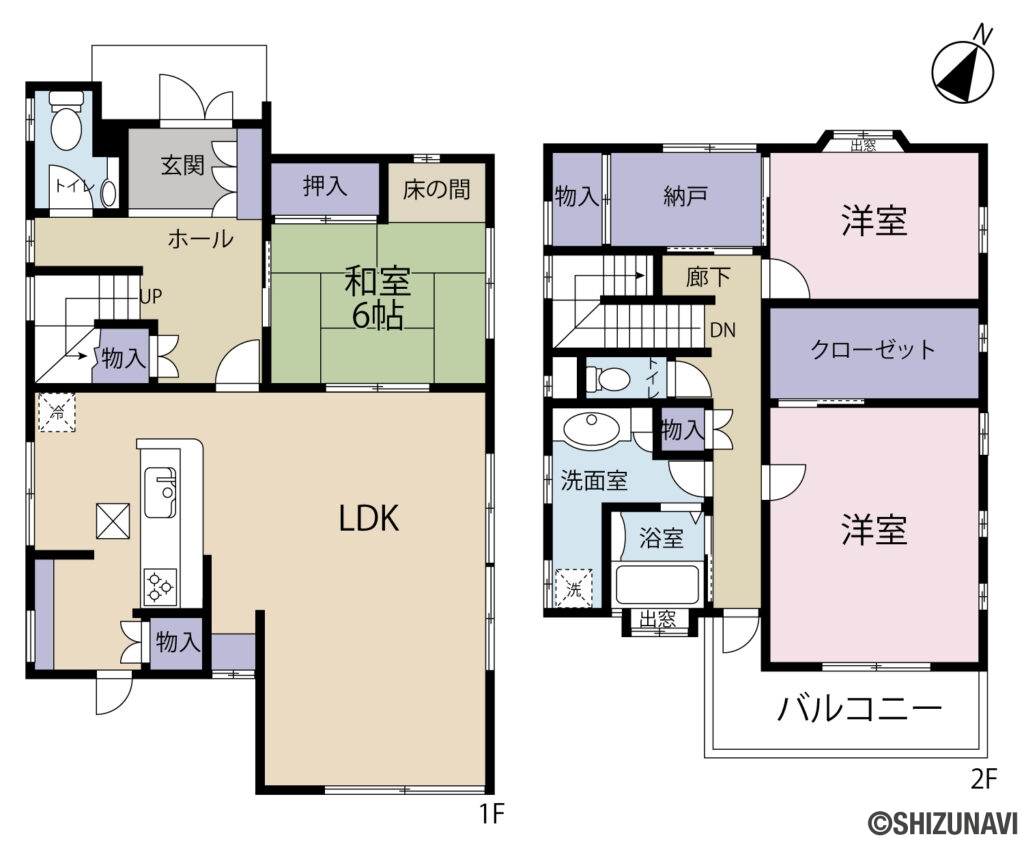 浜松市中央区平松町　中古住宅の中古住宅3LDK（リビングダイニングキッチン、洋室×２、和室6.0帖、納戸、クローゼット）