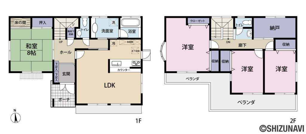 沼津市大岡　中古住宅　4SLDK　門池小学校・門池中学校区の4SLDKの間取り図