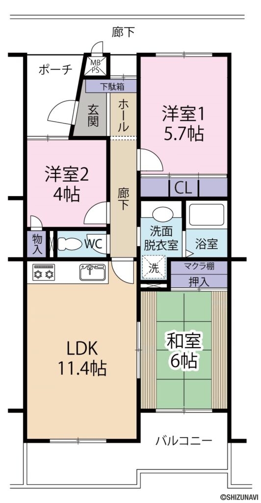 【リフォーム済】グランヴィ初生107号室　浜松市中央区初生町の画像