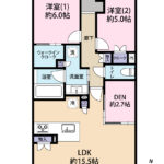 ブライトタウン貴布祢　3階　2LDK＋DEN　浜名区貴布祢の画像