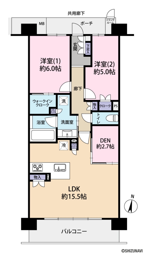 ブライトタウン貴布祢　3階　2LDK＋DEN　浜名区貴布祢の画像