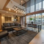 別アングルのLDKのお写真にAIで家具配置を行いました。