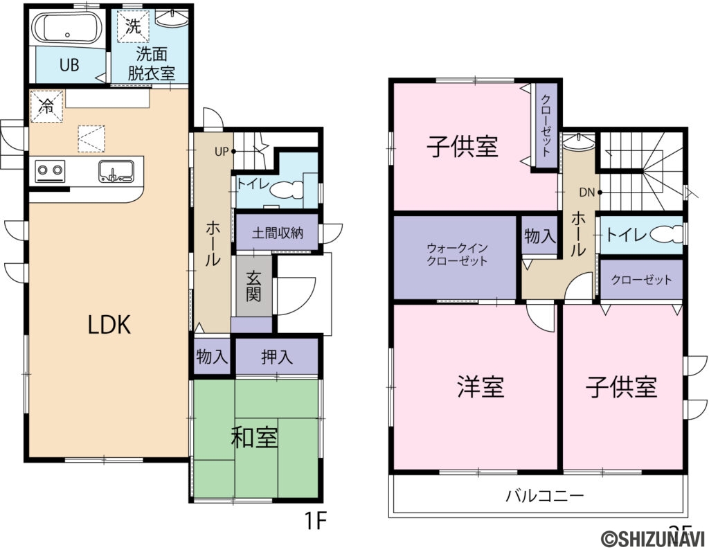 磐田市福田　築浅中古住宅　４LDKの4LDKの間取り図