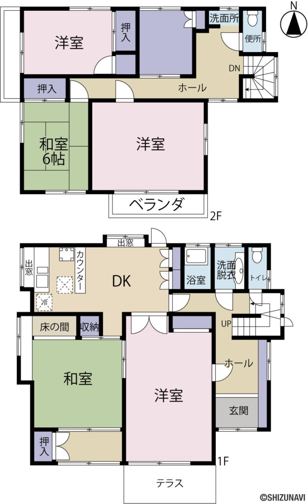 藤枝市旭ヶ丘　戸建の中古住宅5DK（DK･洋室･和室･洋室･洋室･和室6帖）