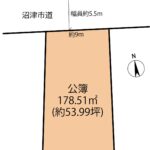 沼津市下香貫　売り土地　土地形状図