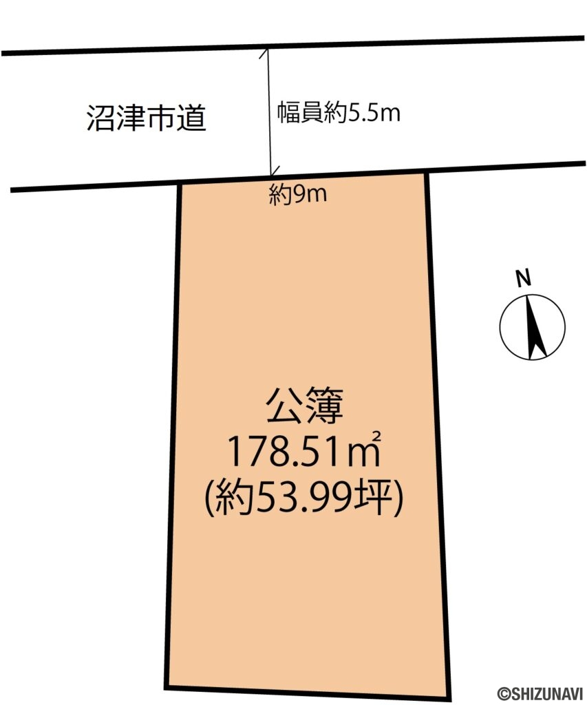 沼津市下香貫　売り土地　土地形状図