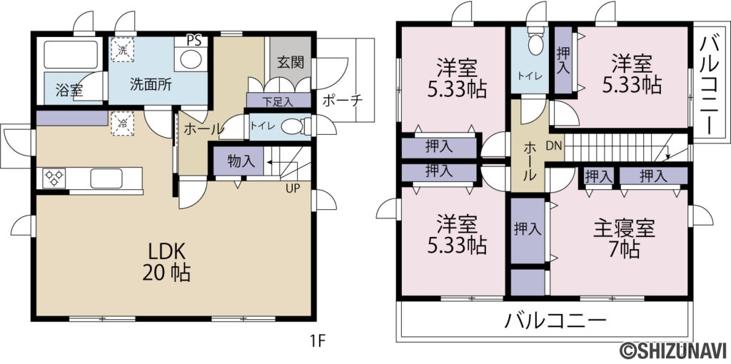 藤枝市仮宿　間取図の中古住宅4LDK