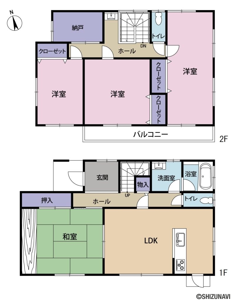 富士市今泉 中古戸建の中古住宅4LDK＋S（リビングダイニングキッチン・和室・洋室・洋室・洋室+納戸）