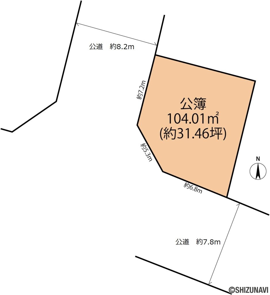 沼津市真砂町　売り土地　形状図