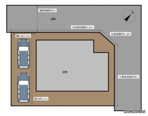 【区画図】北側の角地となっています。
