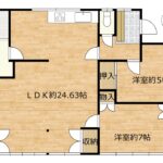 【間取り／リフォーム後】キッチンスペースと和室続き間の間の壁を抜き、大きな1室となりました。