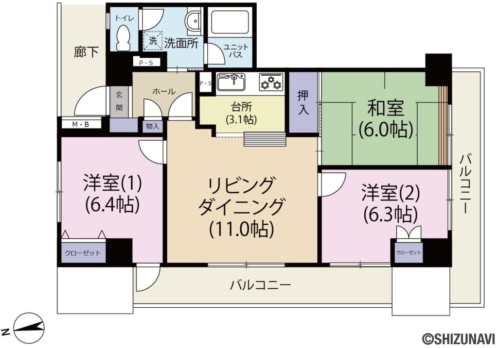 フジパレス江尻東　7階　3LDK　角部屋　清水区江尻東の画像