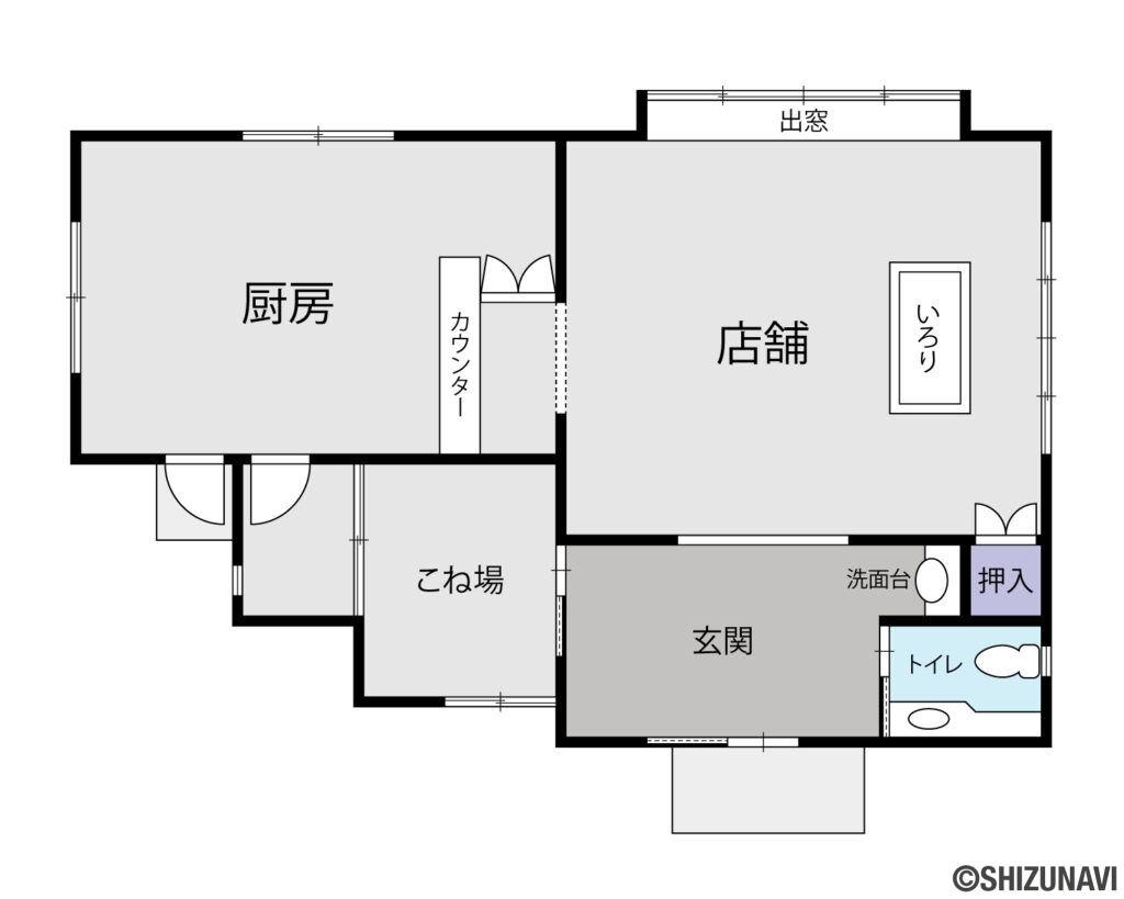 島田市中溝町-店舗-間取り図の中古住宅1DK（図面と異なる場合は現況を優先とします。）