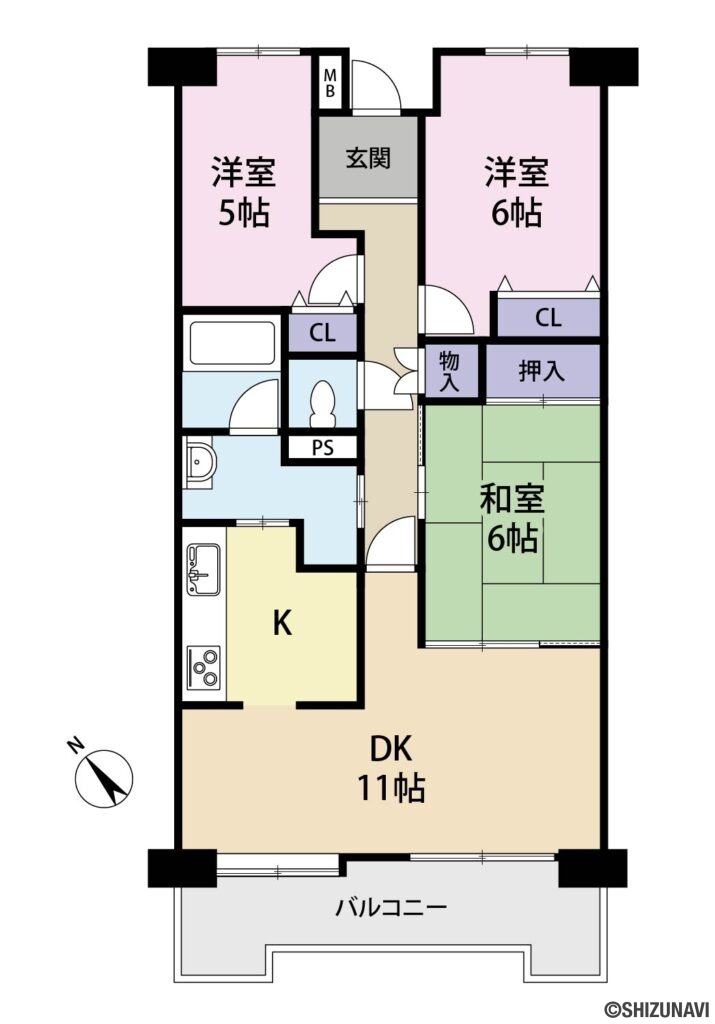 チュリス唐瀬　3LDK　ペット飼育可能なマンション　静岡市葵区唐瀬の画像