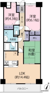 シャルマンコーポ鮎壺　3階　3LDK　下土狩駅まで徒歩約7分の画像