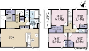 富士宮市淀師　新築一戸建て　4LDK+WIC　4号棟　の画像