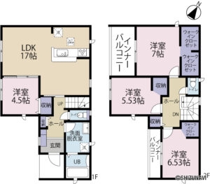 富士宮市淀師　新築一戸建て　4LDK+WIC　2号棟　の画像