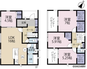 富士宮市淀師　新築一戸建て　4LDK+WIC　1号棟　の画像