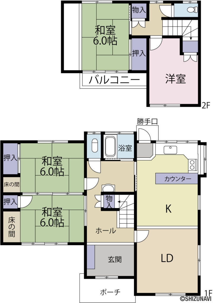 富士市松岡　中古住宅　2台駐車可能の4LDKの間取り図