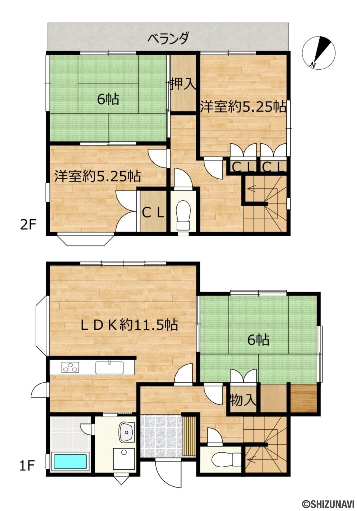 カチタス　豊原町　間取り図の中古住宅4LDK