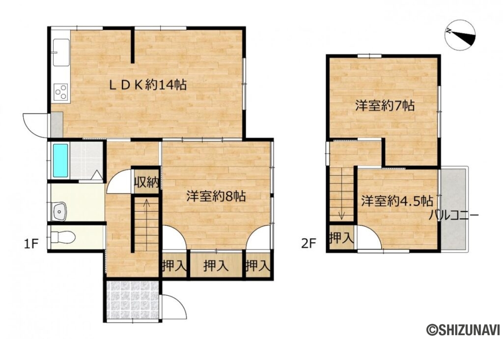 牛妻　カチタス　間取り図の中古住宅3LDK