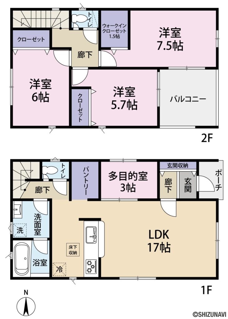 【新築建売住宅】清水町伏見（２号棟）３SLDK＋WICの画像