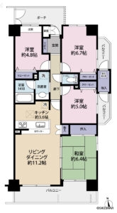 ウィスティリア沢田　4LDK　4階角部屋の画像