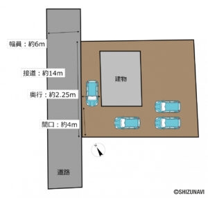 【区画図】4台のお車が駐車可能です。お庭を活用すれば４台以上駐車可能なため急な来客などにも対応が可能です。