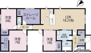 富士市厚原3LDK＋WIC　人気の平屋建ての物件画像