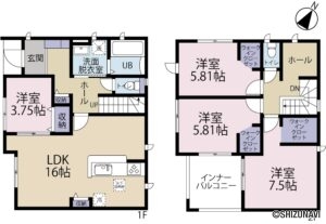 【新築建売住宅】富士市富士岡　１号棟　4LDK＋WICの物件画像