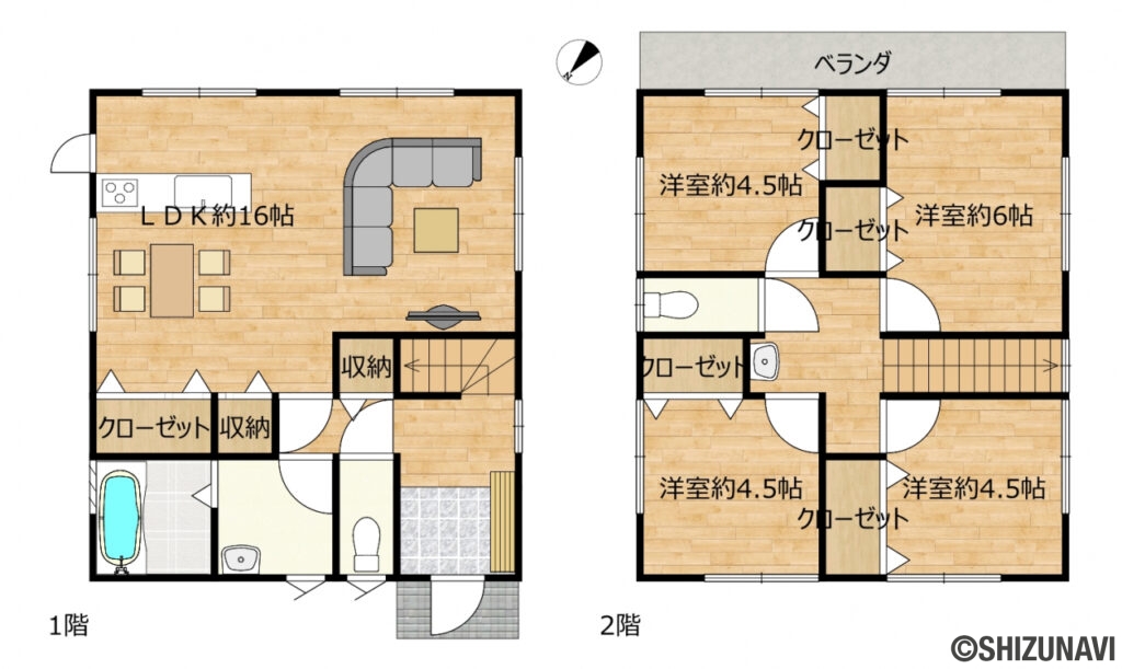 カチタス　清水区弥生町　RF後間取り図の中古住宅4LDK