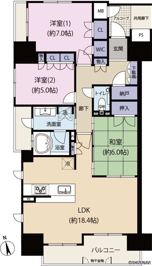 プレミスト沼津大手町　5階　南西側角住戸の画像