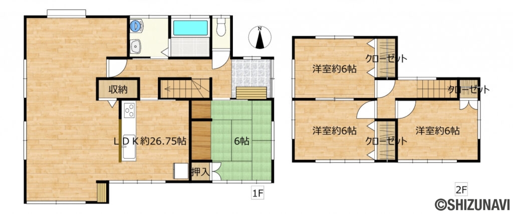 【リフォーム済/間取り図】約25帖の広々LDKが特徴の4LDＫ物件です。各居室に収納があるのも嬉しいポイントです。