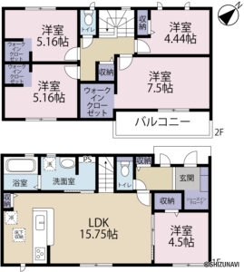 【新築建売住宅】　富士市中丸（１号棟）　5LDK+WICの物件画像