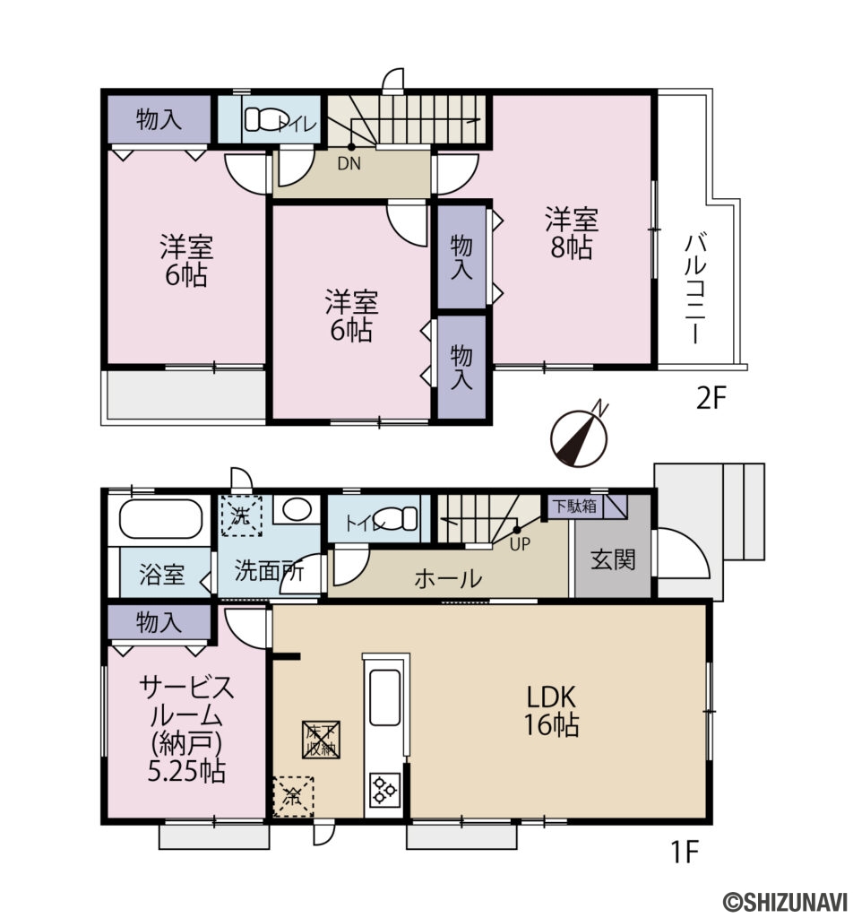 飯田産業　焼津市駅北8期1号棟　間取り図の新築一戸建て3LDK＋S