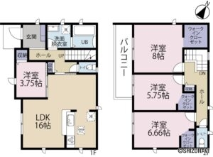 【新築建売住宅】富士市富士岡　２号棟　4LDK＋WICの物件画像